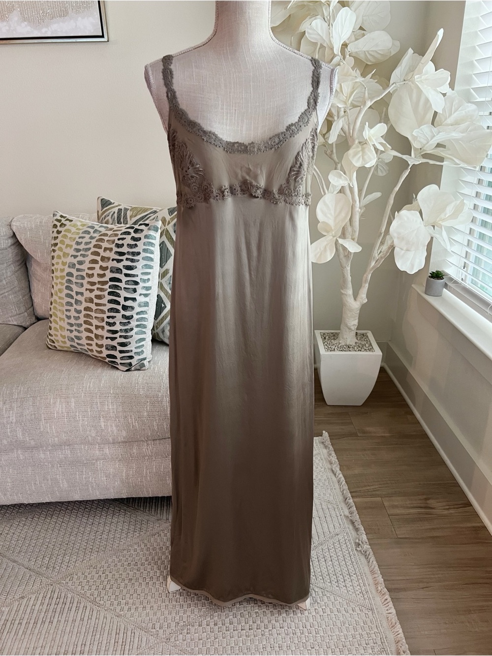 La Perla Women's Silk Lace-Trim Slip Dress Size  M/L